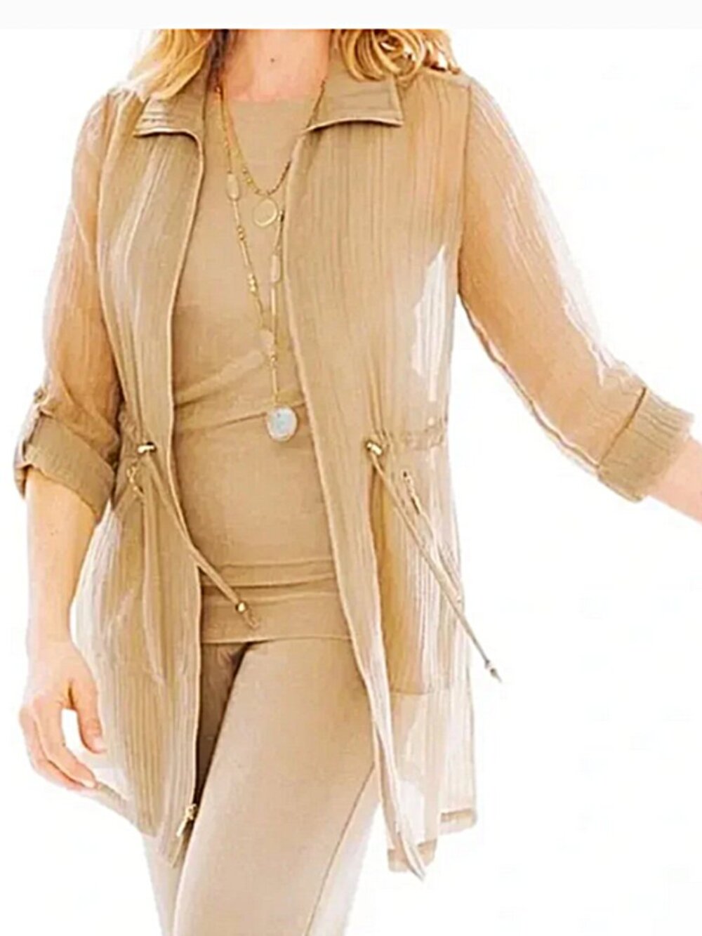 Chico’s Travelers Collection Sheer Utility Jacket size 1